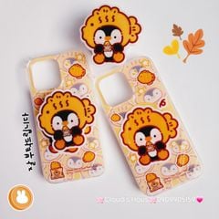 Case Ốp điện thoại iPhone Magsafe Chim Cánh Cụt Đội Mũ Cá Kèm Popsocket Nam Châm iPhone 11/12/13/14/15/Pro/Promax