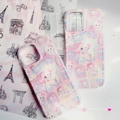Case Ốp điện thoại iPhone Hello Kitty Nền Trắng Hồng iPhone 12/13/14/15/Pro/Promax