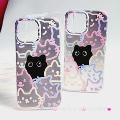 Case Ốp điện thoại iPhone Mèo Đen Hologram Ánh Bạc iPhone 11/12/13/14/15/Pro/Promax