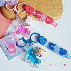 Móc Khóa Gấu & Thỏ Cưỡi Ngựa Bling Bling nước