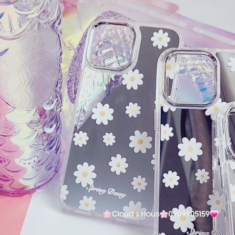 Case Ốp điện thoại iPhone Cúc họa mi Spring Daisy Gương nút nổi iPhone 11/12/13/14/Pro/Promax