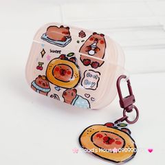 Cover Case Vỏ bảo vệ Airpod Chuột Capybara 3D Nổi Bóng kèm charm Airpod 1/2/3/Pro/Pro2