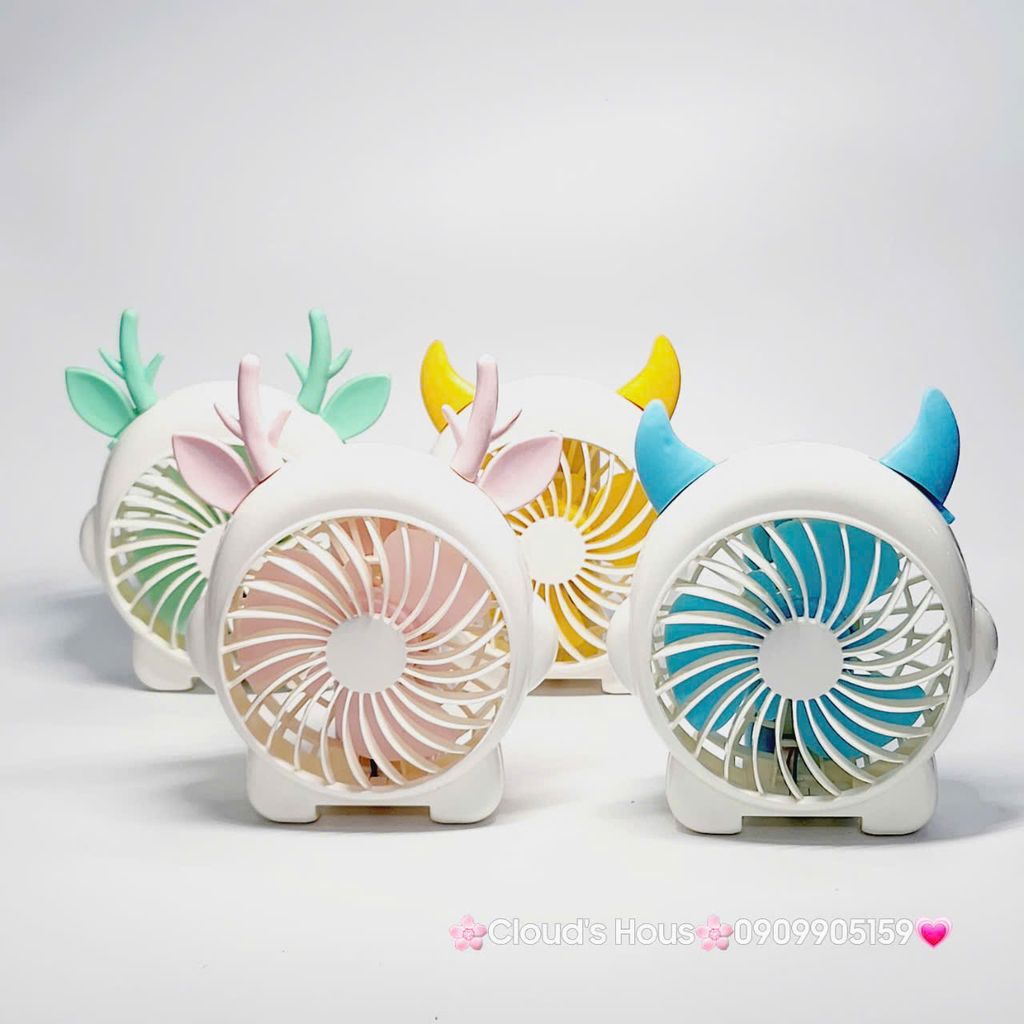 Mini Fan - Quạt Cầm Tay Có Tai Sừng Nhiều màu