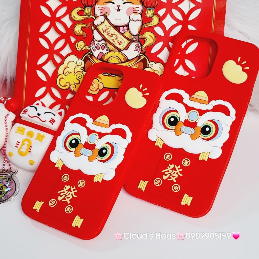 Case Ốp điện thoại iPhone Su dẻo Lân Đỏ TẾT Lì Xì iPhone 11/12/13/14/15/Pro/Promax