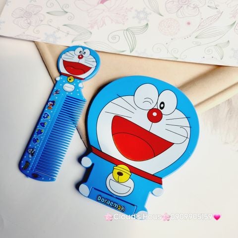 Combo Gương và lược hình DOREMON dễ thương cute Nhỏ Gọn Bỏ túi