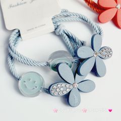 Đồ cột tóc dây thun Charm Hoa nhiều màu, Charm Lv  (cặp)