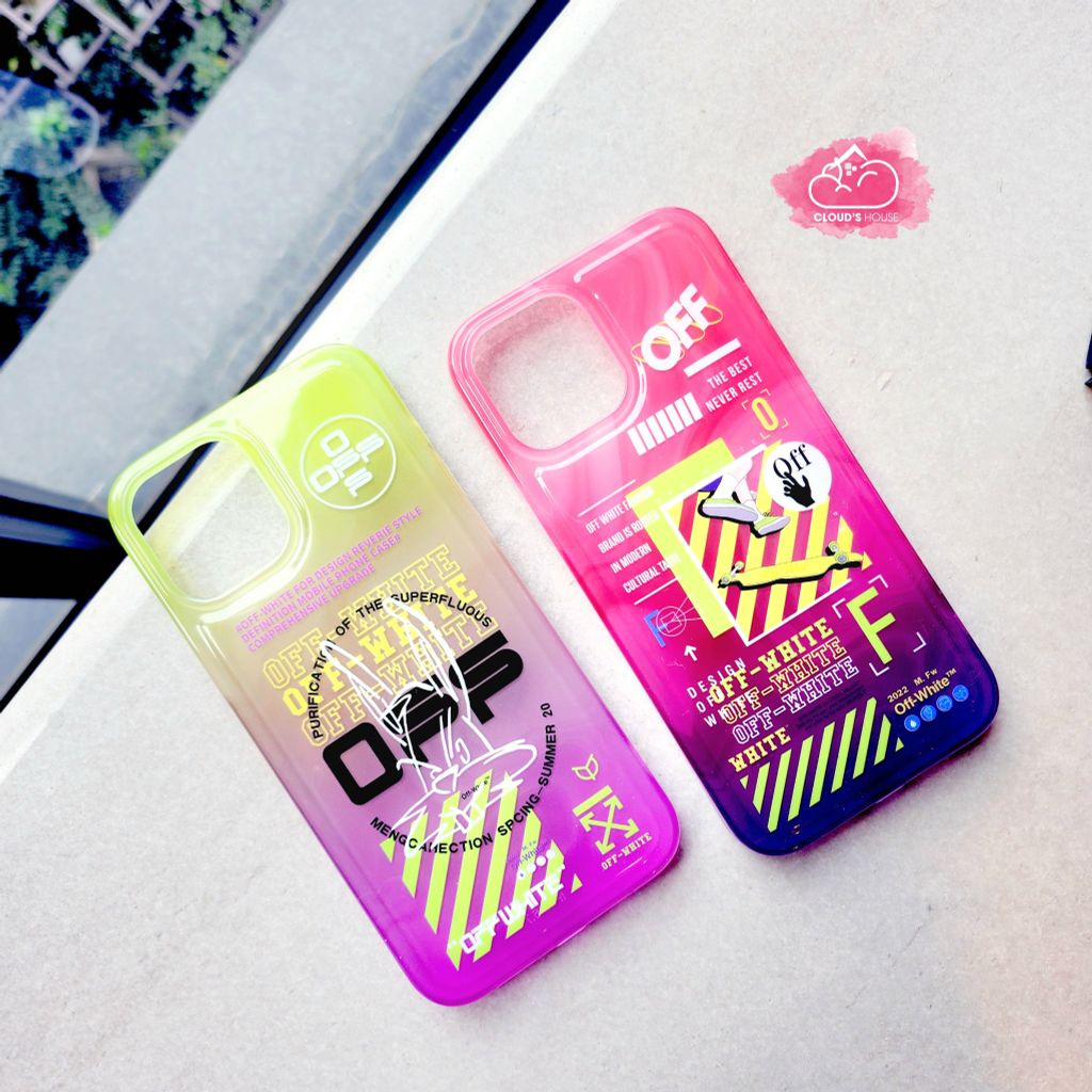 CASE IPHONE Chất Bóng OFF WHITE - Màu dạ quang nổi bật cá tính