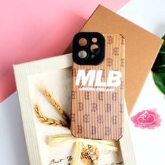 Case Ốp điện thoại iPhone MLB Nâu nhám da sọc iPhone 11/12/13/14/Plus/Pro/Promax