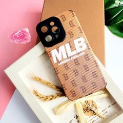 Case Ốp điện thoại iPhone MLB Nâu nhám da sọc iPhone 11/12/13/14/Plus/Pro/Promax