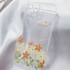 Case Ốp điện thoại iPhone Trong Hình Hoa Viền Cam Bảo Vệ Đính Đá (Hộp REKY) iPhone 12/13/Pro/Promax