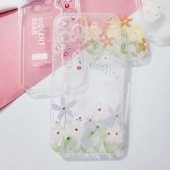 Case Ốp điện thoại iPhone Trong Hình Hoa Viền Cam Bảo Vệ Đính Đá (Hộp REKY) iPhone 12/13/Pro/Promax