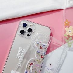 Case Ốp điện thoại iPhone Trong Hình Hoa Viền Cam Bảo Vệ Đính Đá (Hộp REKY) iPhone 12/13/Pro/Promax