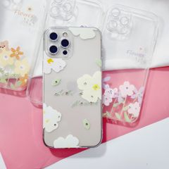 Case Ốp điện thoại iPhone Trong Hình Hoa Viền Cam Bảo Vệ Đính Đá (Hộp REKY) iPhone 12/13/Pro/Promax