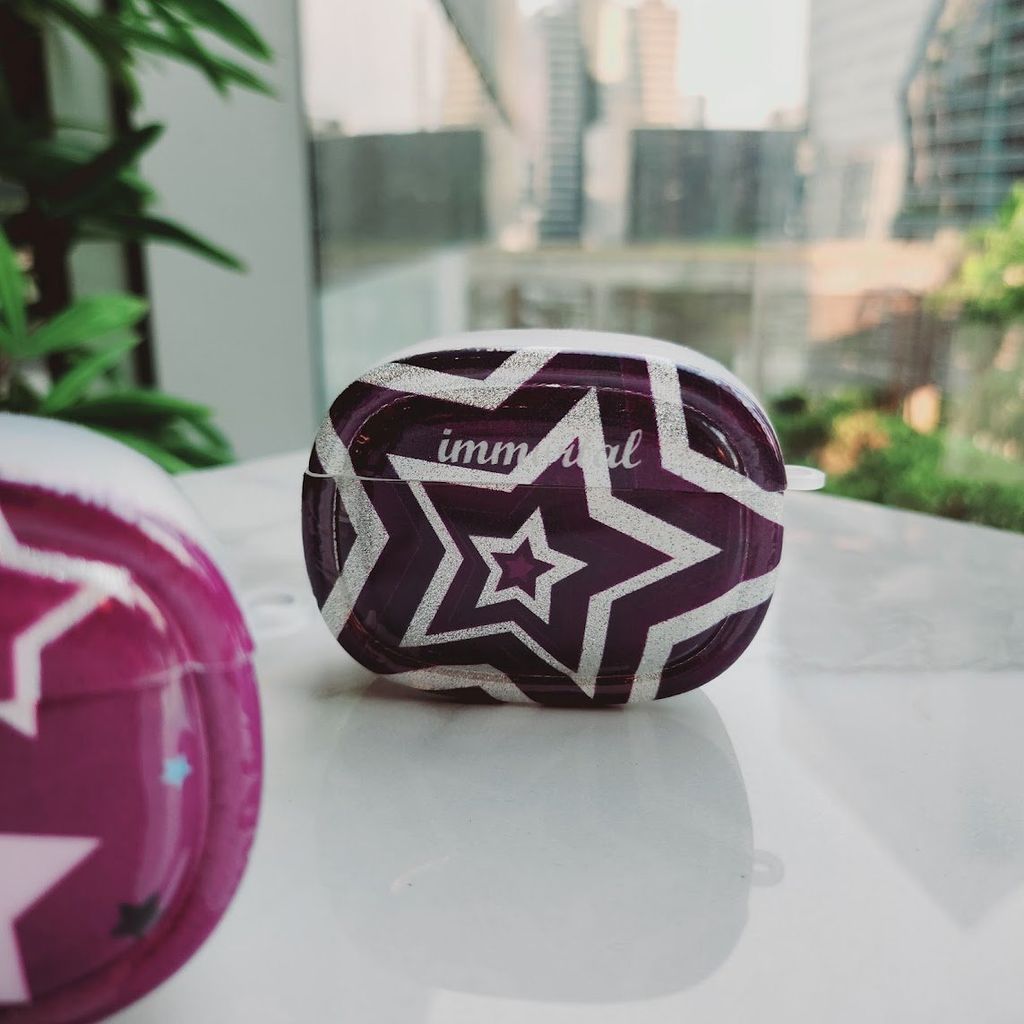 Cover Case Vỏ bảo vệ Airpod Ngôi sao Tím Kèm móc khoá Airpod 1/2/3/Pro/Pro2