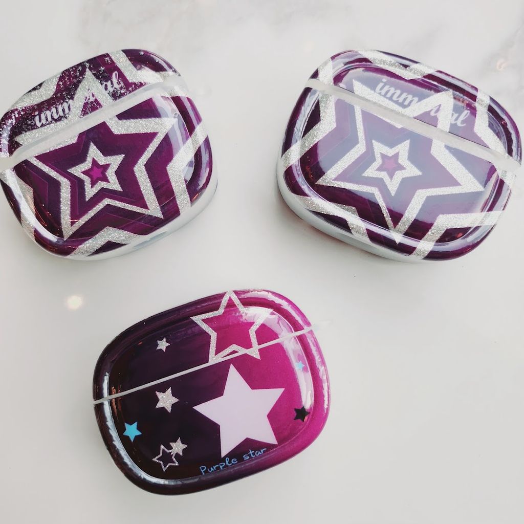 Cover Case Vỏ bảo vệ Airpod Ngôi sao Tím Kèm móc khoá Airpod 1/2/3/Pro/Pro2