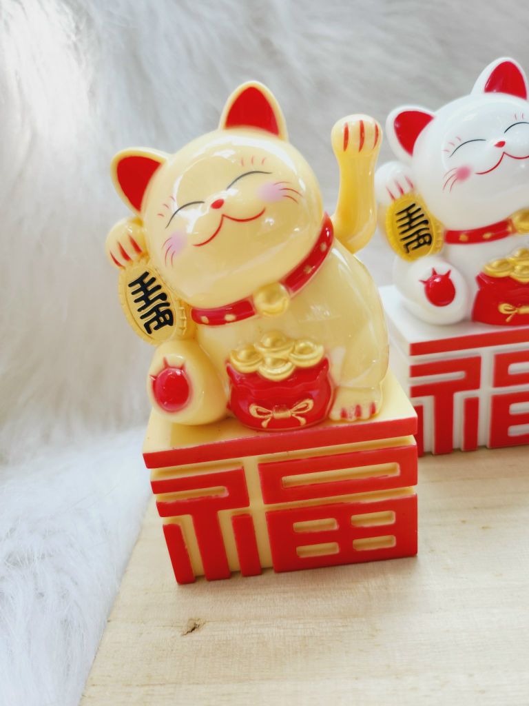 MÈO THẦN TÀI Đế Chữ Tàu - Mèo May Mắn - TẾT Size Nhỏ
