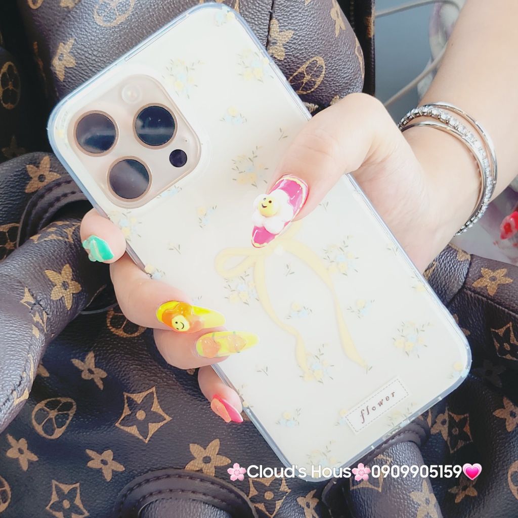 Case Ốp điện thoại iPhone Nơ Vàng Hoa nhí iPhone 12/13/14/15/16/Pro/Promax