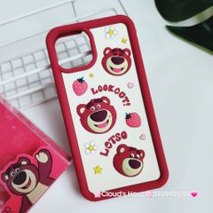 Case Ốp điện thoại iPhone Gấu dâu Lotso Su dẻo nền trắng Chính hãng Disney iPhone 12/13/14/15/Plus/Pro/Promax