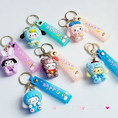 Móc khóa Gấu và Thỏ đầu xù Happy