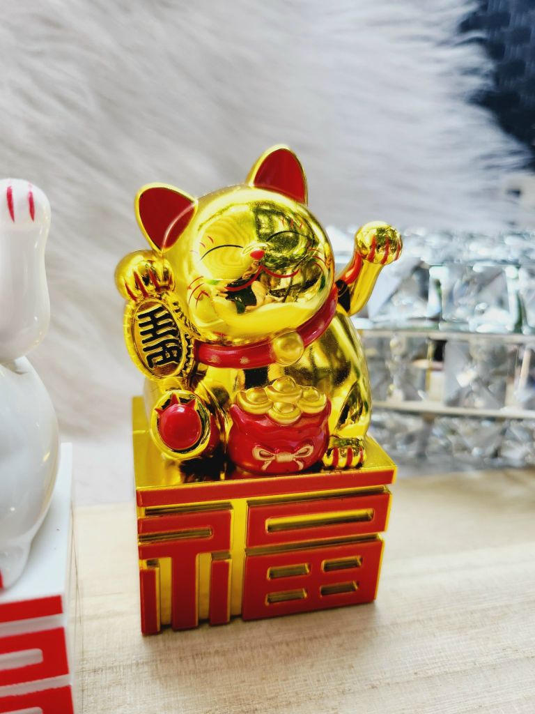 MÈO THẦN TÀI Đế Chữ Tàu - Mèo May Mắn - TẾT Size Nhỏ