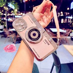 CASE IPHONE Máy Chụp Ảnh Da Có Dây Đeo Sang Chảnh (2 màu)