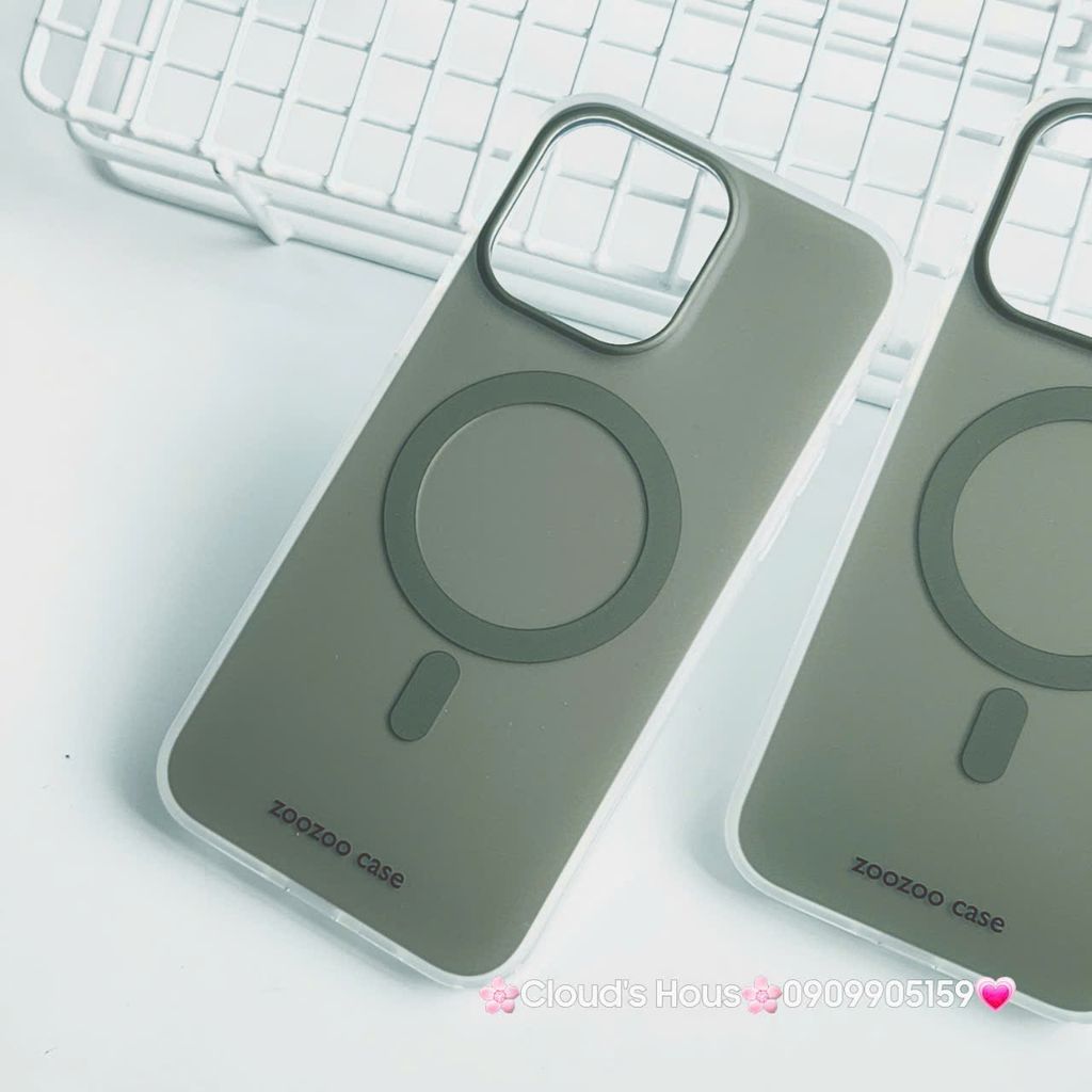 Case Ốp điện thoại iPhone Trong Nhám Magsafe Xanh rêu Zoozoo Case iPhone 12/13/14/15/Pro/Promax