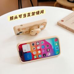 Case Ốp điện thoại iPhone Su dẻo Gấu Nâu 3D Kèm Popsocket iPhone 6P/7P/8P/X/Xs/XSmax/11/12/13/14/15/Pro/Promax
