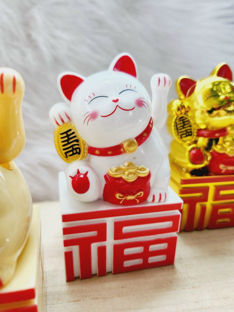 MÈO THẦN TÀI Đế Chữ Tàu - Mèo May Mắn - TẾT Size Nhỏ