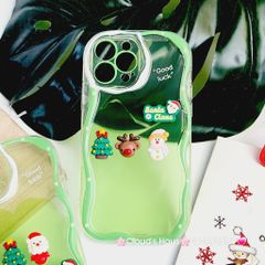 Case Ốp điện thoại iPhone Noel xanh lá Phao trong gợn sóng icon nổi iPhone 11/12/13/14/15/Pro/Promax ( không kèm tua)