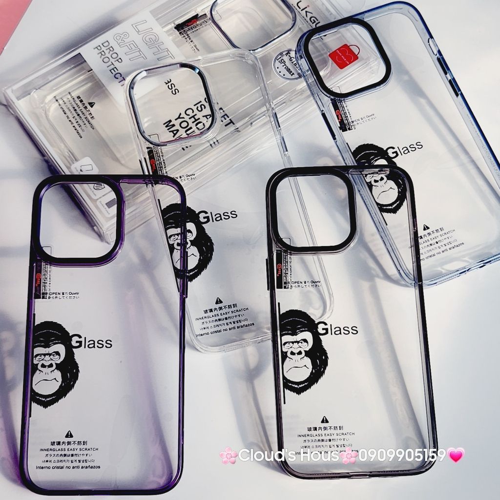 Case Ốp điện thoại iPhone Likgus Kính Trong KingKong viền màu Camera iPhone 15/16/Pro/Plus/Promax