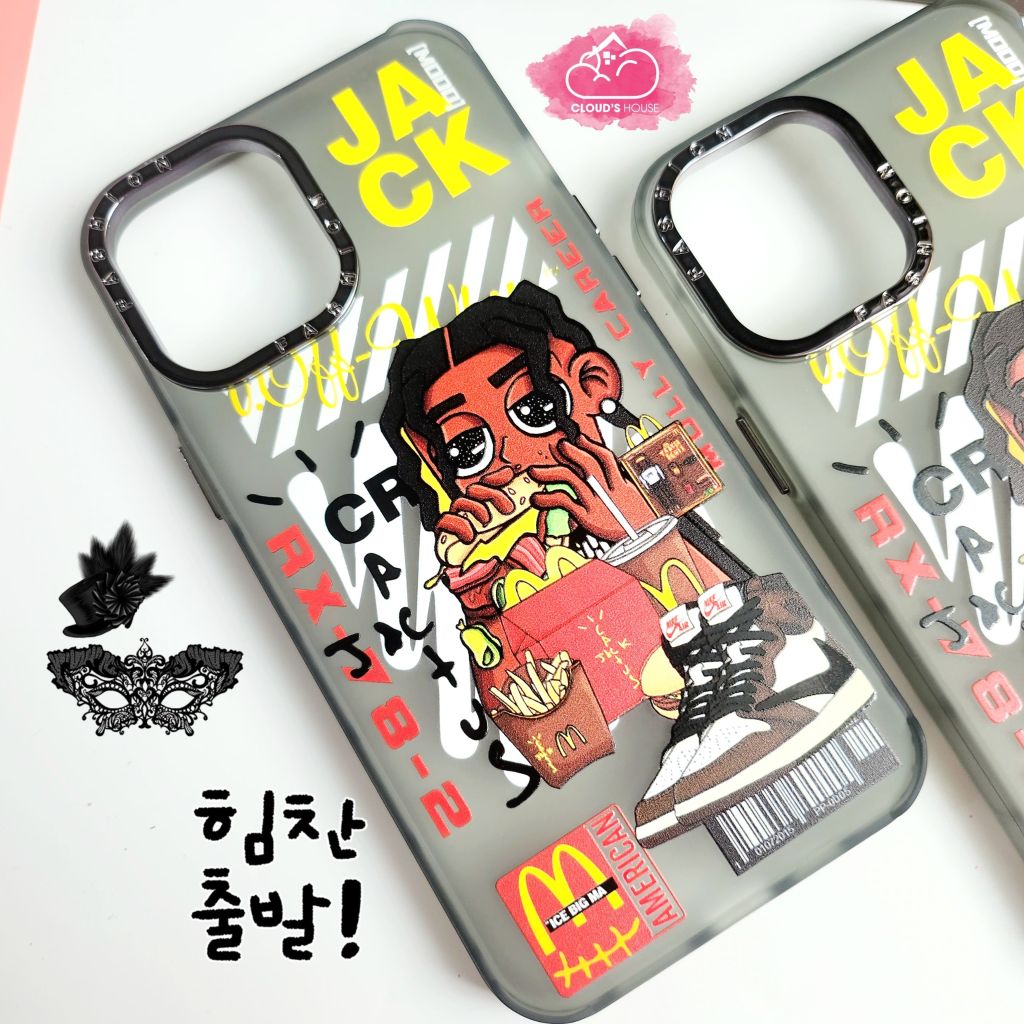 Case Ốp điện thoại iPhone Jack ngầu nhám viền cam fashion titan iPhone 11/12/13/14/Pro/Promax