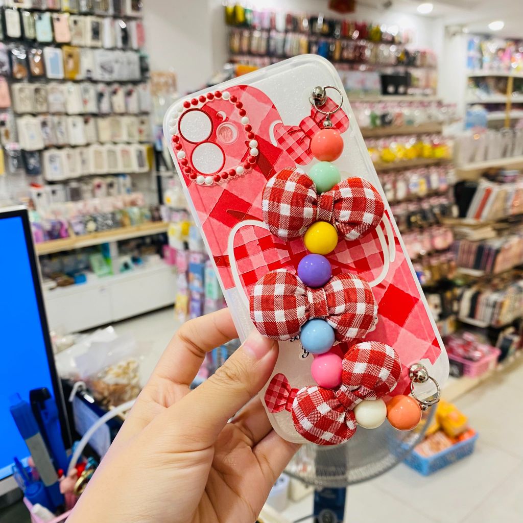 CASE iPhone Tua Rua Nơ Đỏ Trong Dẻo - TẾT