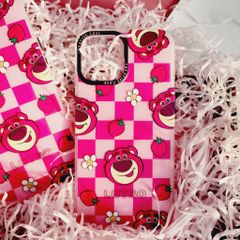 Case Ốp điện thoại Gấu dâu Lotso Chất nhám Hoạ tiết IN 3D iPhone 11/12/13/14/Pro/Promax