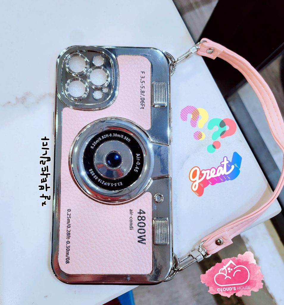 CASE IPHONE Máy Chụp Ảnh Da Có Dây Đeo Sang Chảnh (2 màu)