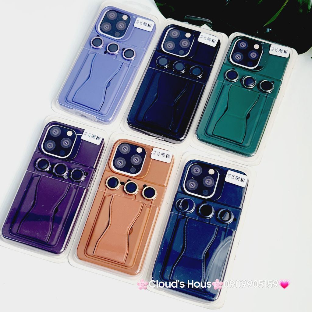 Case Ốp điện thoại iPhone Silicone chống bẩn Da Chống dựng kèm cường lực camera iPhone 13/14/15/Pro/Promax