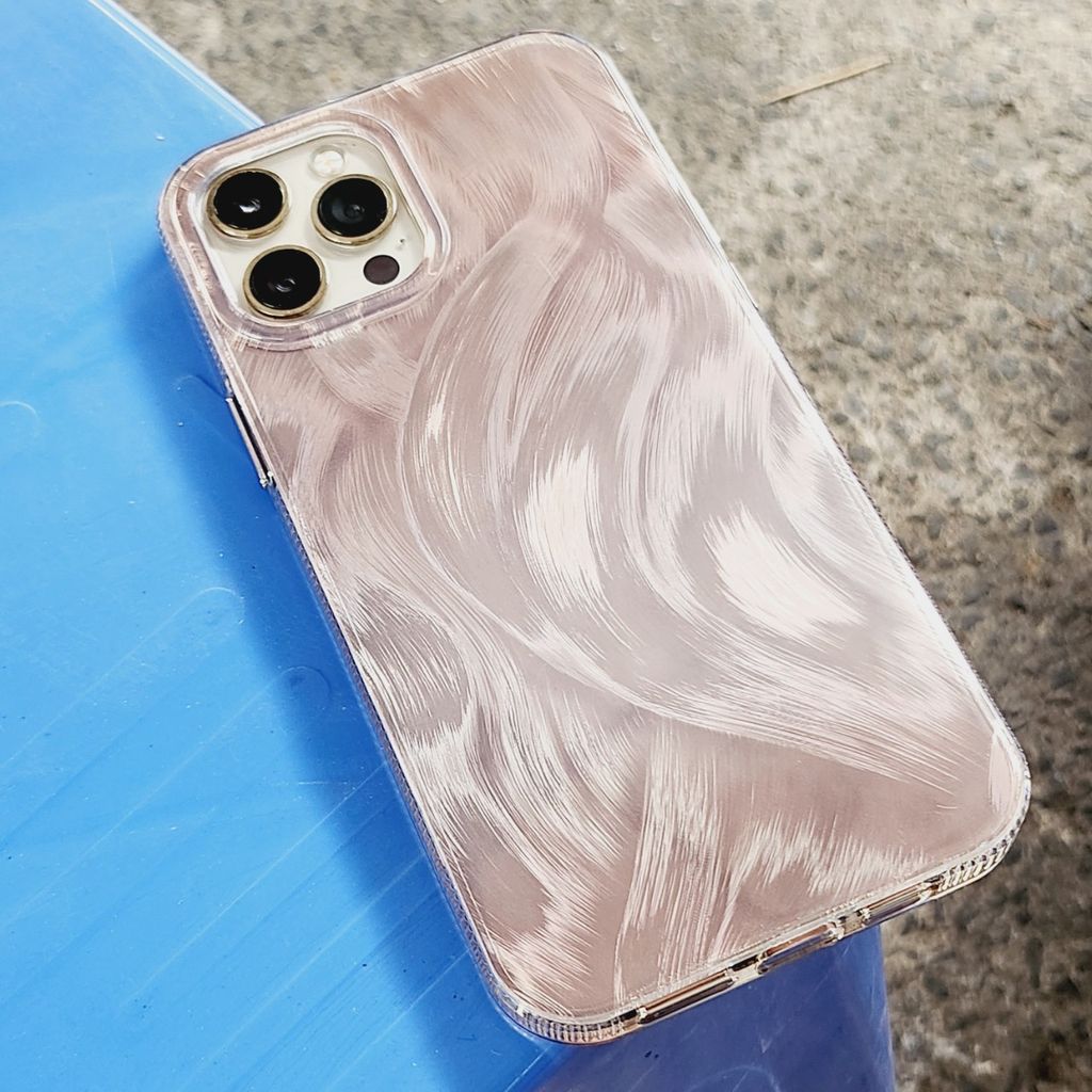 Case Ốp điện thoại iPhone Lông Vũ Vàng Ánh Xà Cừ Hologram 2 Màu Trơn 11/12/13/14/15/Pro/Promax
