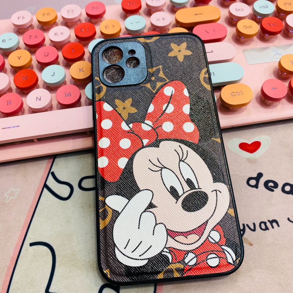 Case Ốp điện thoại iPhone Nhám da Mickey LV iPhone 7plus/X/XSm/11/11Promax/12/12Pro/12Promax