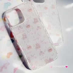 Case Ốp điện thoại iPhone Gấu Thỏ Cute Bear Sticker Dễ Thương Nền Trắng iPhone 11/12/13/14/15/Pro/Promax