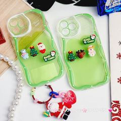 Case Ốp điện thoại iPhone Noel xanh lá Phao trong gợn sóng icon nổi iPhone 11/12/13/14/15/Pro/Promax ( không kèm tua)