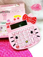 Máy Tính Hello Kitty Màu Hồng Nhạt Nơ Đỏ Chấm Bi Mặt Tròn Mũi Heo Số bóng