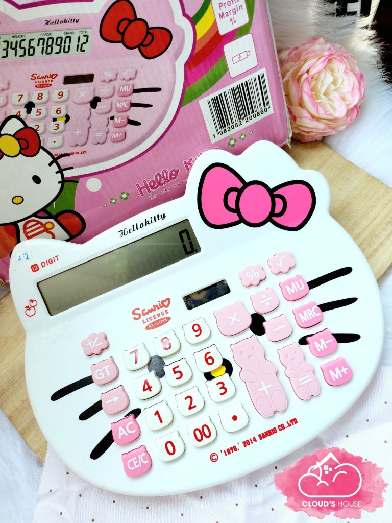 Máy Tính Hello Kitty Trắng Nơ Hồng