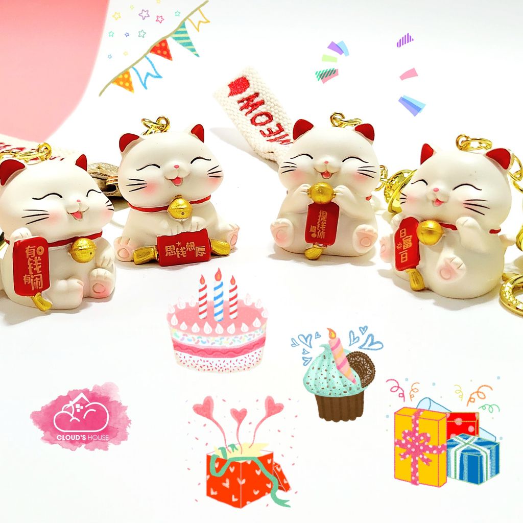Móc khoá Mèo May Mắn Mập Ú Meow - Dây vải - TẾT