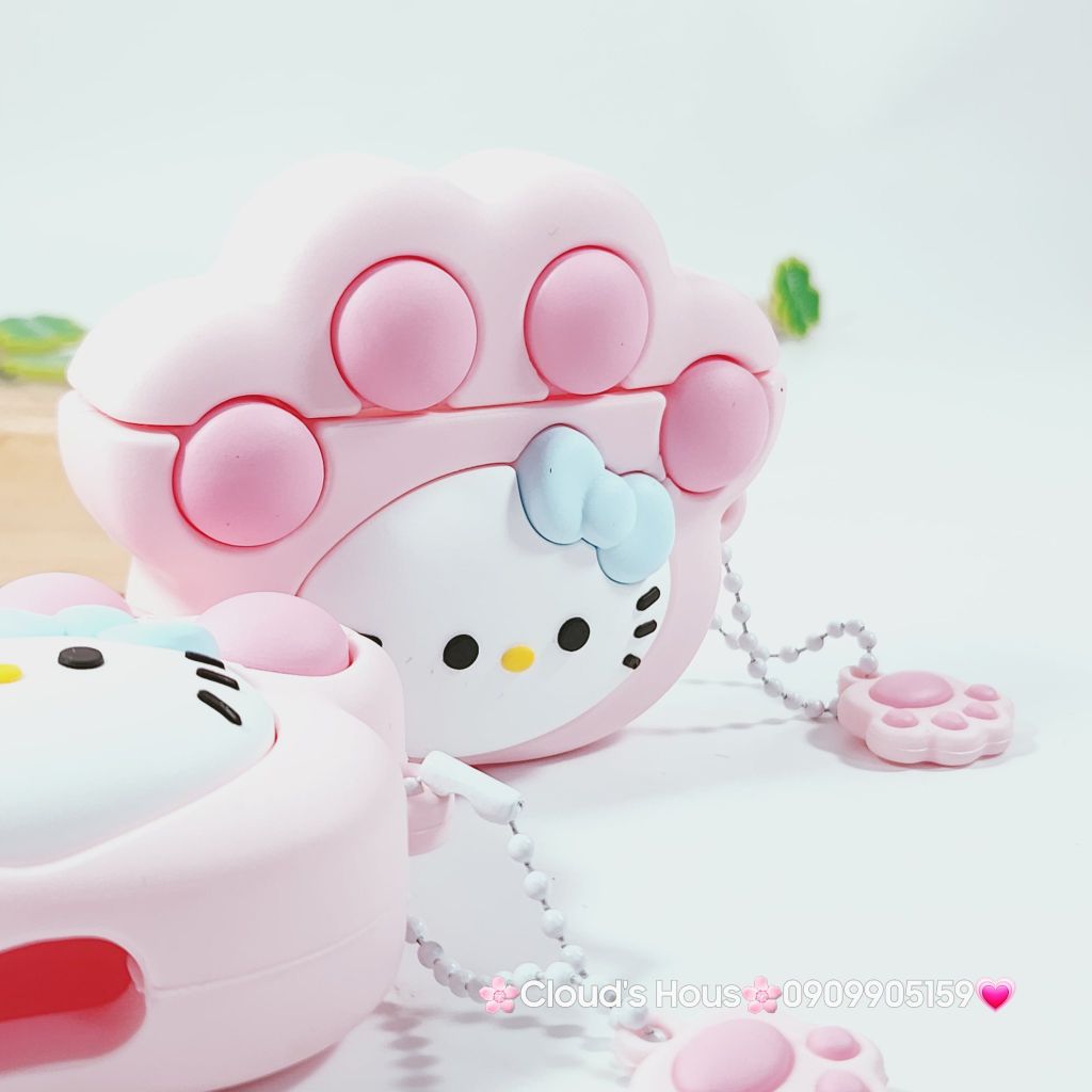 Cover Case Vỏ bảo vệ Airpod Su Dẻo Hello Kitty Cosplay Chân Mèo Kèm Charm Airpod 1/2/3/Pro/Pro2