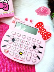 Máy Tính Hello Kitty Màu Hồng Nhạt Nơ Đỏ Chấm Bi Mặt Tròn Mũi Heo Số bóng