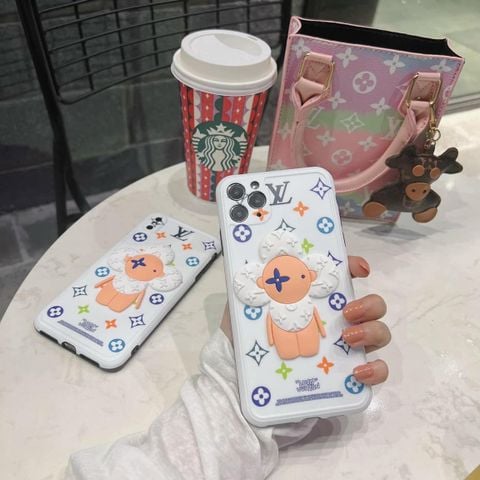 CASE IPHONE 3d Nổi Nhám Dẻo Họa Tiết LV Trắng