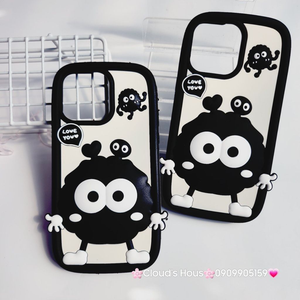 Case Ốp điện thoại iPhone Hòn Than Đen Cute Su dẻo 3D Nổi iPhone 11/12/13/14/15/Plus/Pro/Promax