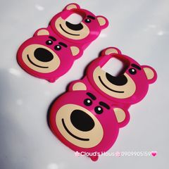 Case Ốp điện thoại iPhone Gấu dâu Lotso 2 mặt gấu dâu Su dẻo Chống Shock iPhone 11/12/13/14/Pro/Promax