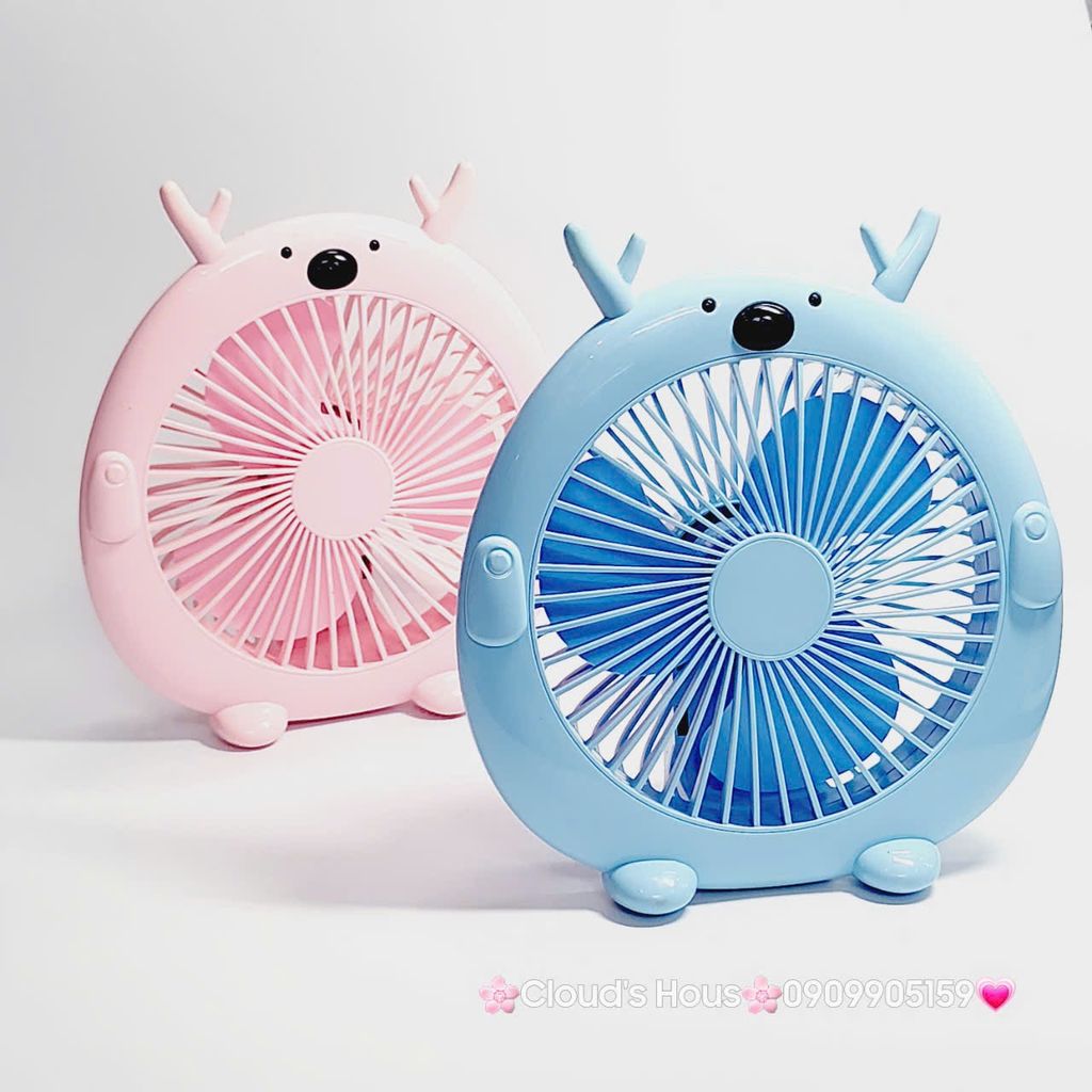 Mini Fan - Quạt Để Bàn Hình Tuần Lộc Có Sừng ( loại to)