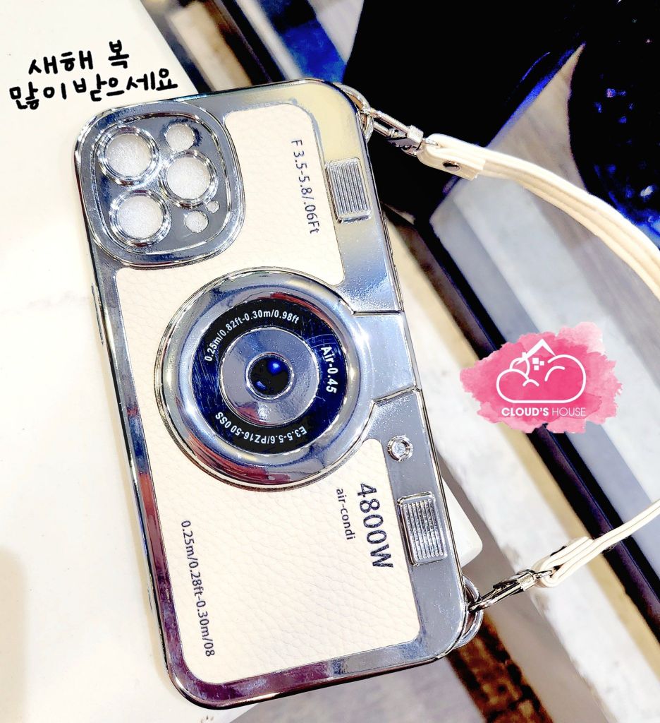 CASE IPHONE Máy Chụp Ảnh Da Có Dây Đeo Sang Chảnh (2 màu)