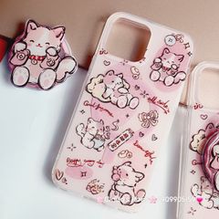 Case Ốp điện thoại iPhone Mèo Hồng May Mắn Kèm Popsocket Magsafe Nam Châm iPhone 11/12/13/14/15/Pro/Promax